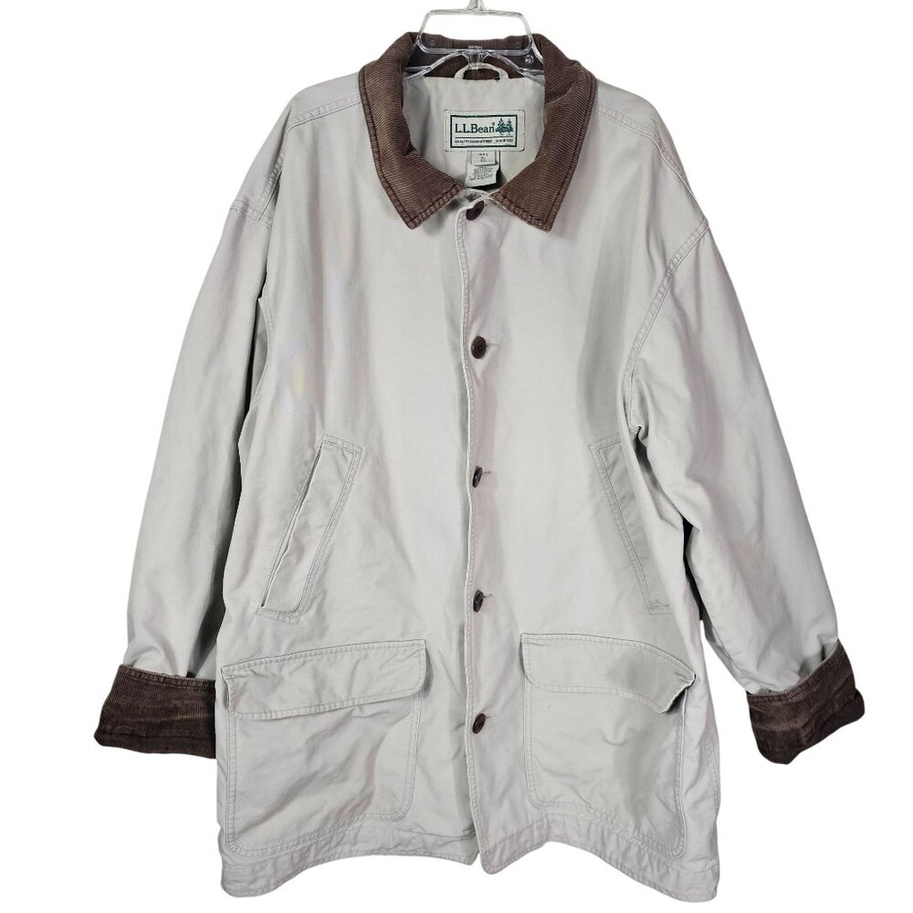 L.L. Bean VTG Men's Field Jacket in Light Gray with Brown Corduroy Collar